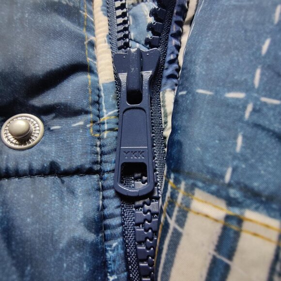 'Cube Sugar' Japanese designer boro style patchwork cropped kimono puffer jacket - Picture 2 of 4